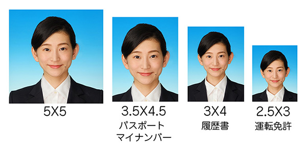 証明写真サイズ見本